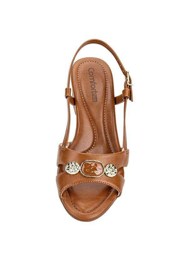 Comfortflex - Sandália Feminina Salto Grosso Comfortflex 2557408 Caramelo 5