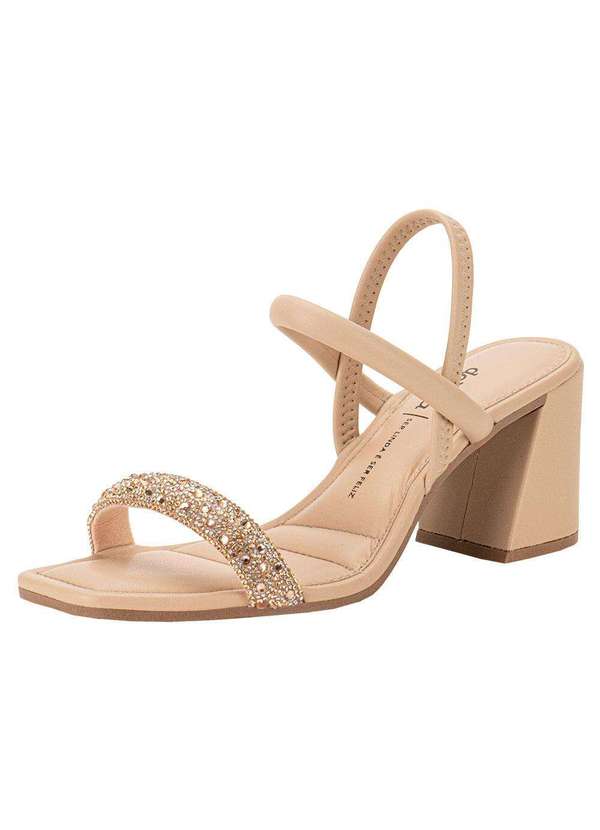 Sandália Feminina Salto Grosso Dakota Y7641 Bege Clovis Calcados