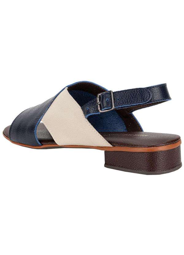 Miss Western - Sandália Feminina Salto Grosso Miss Western 21009 Marinho/Bege 3