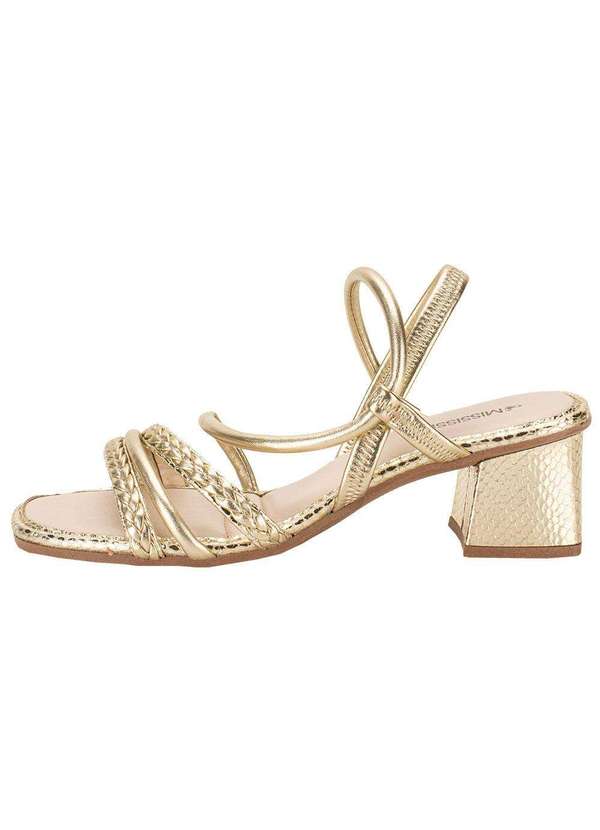 Mississipi - Sandália Feminina Salto Grosso Mississipi Mc642 - Ouro 2