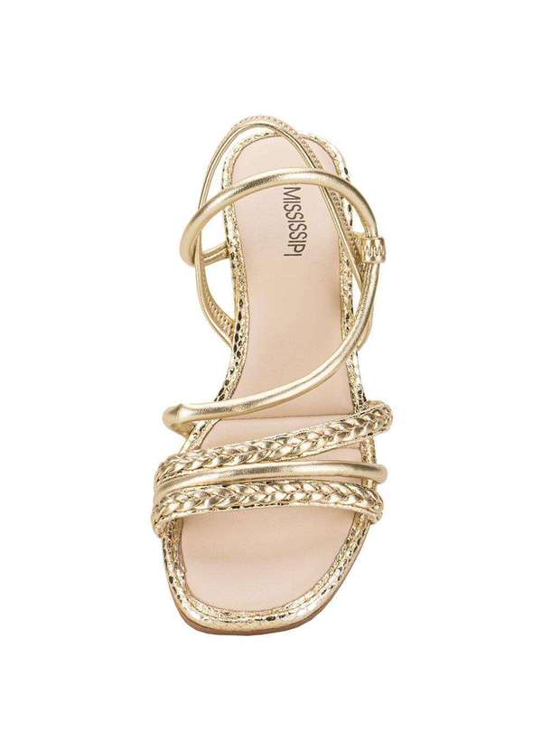 Mississipi - Sandália Feminina Salto Grosso Mississipi Mc642 - Ouro 5