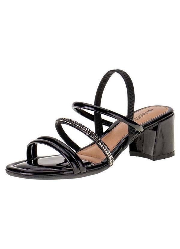 Mississipi - Sandália Feminina Salto Grosso Mississipi - Q9762 - Verniz/Preto