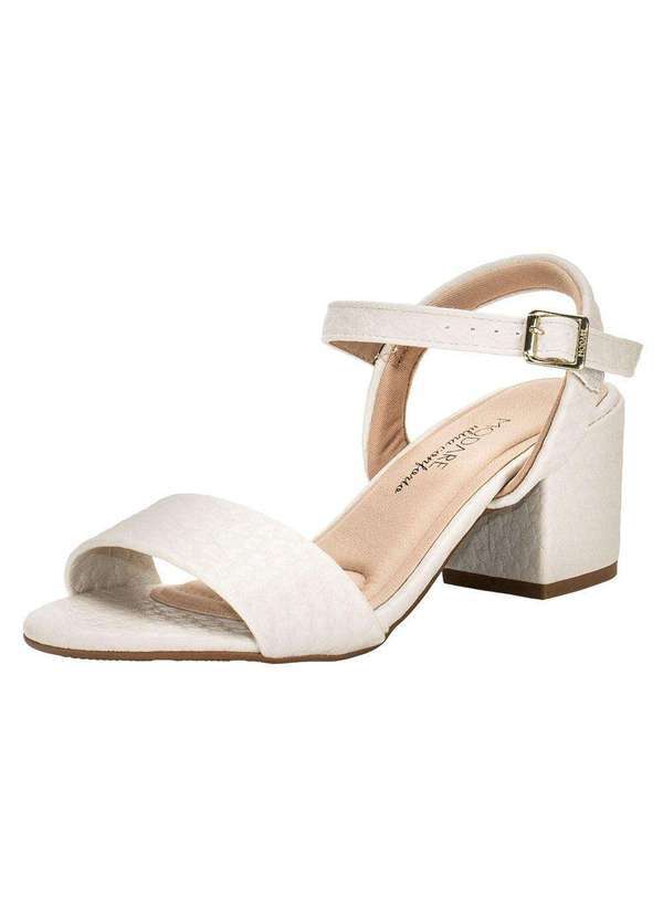 Modare - Sandália Feminina Salto Grosso Modare - 7109469 - Marfim 01