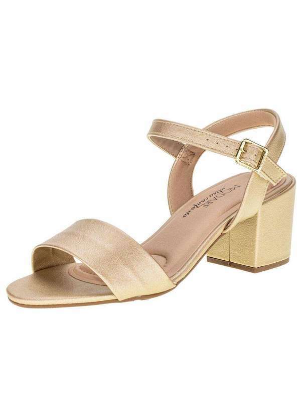 Modare - Sandália Feminina Salto Grosso Modare 7109469 - Ouro