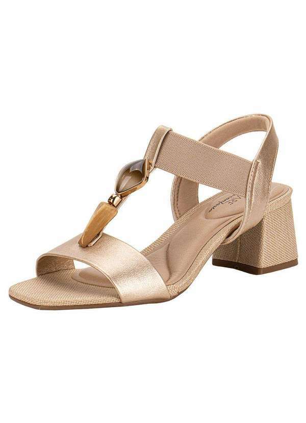 Modare - Sandália Feminina Salto Grosso Modare 7172113 - Ouro