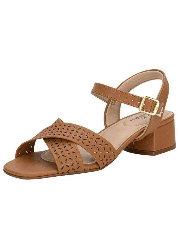 Modare - Sandália Feminina Salto Grosso Modare 7211105 - Camel 1