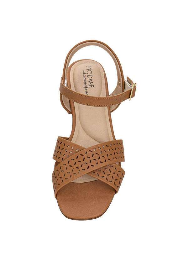 Modare - Sandália Feminina Salto Grosso Modare 7211105 - Camel 5