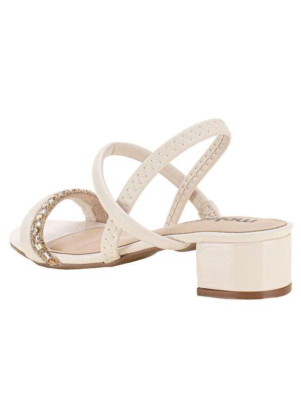 Moleca - Sandália Feminina Salto Grosso Moleca 5259846 - Marfim 3