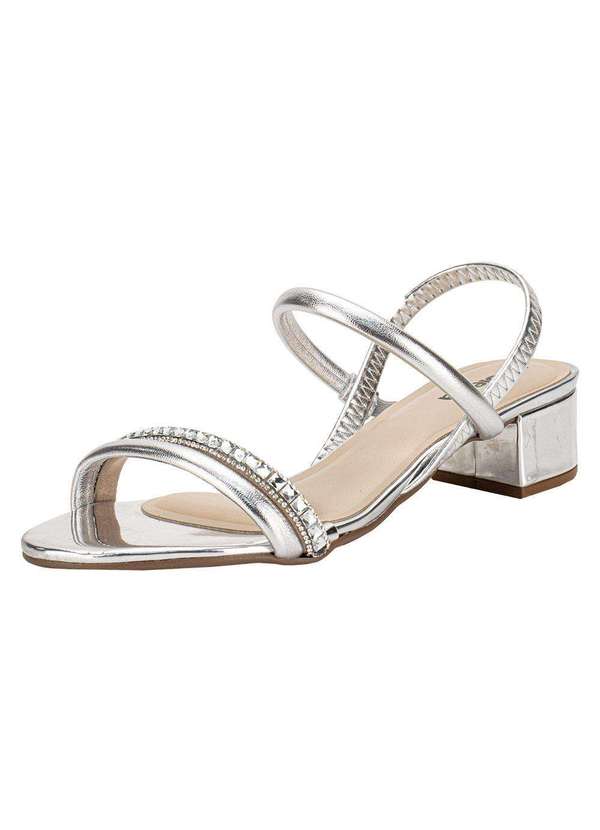 Sandália Feminina Salto Grosso Moleca 5259846 Prata Clovis