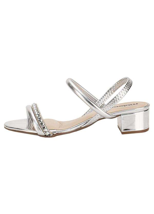 Moleca - Sandália Feminina Salto Grosso Moleca 5259846 - Prata 2