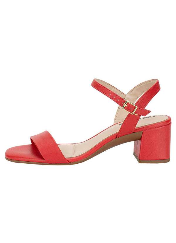 Moleca - Sandália Feminina Salto Grosso Moleca 5496101 - Vermelho 2