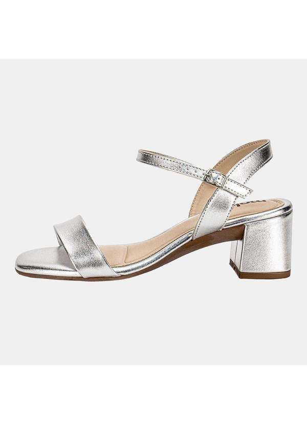 Moleca - Sandália Feminina Salto Grosso Moleca 5496101 - Prata 2