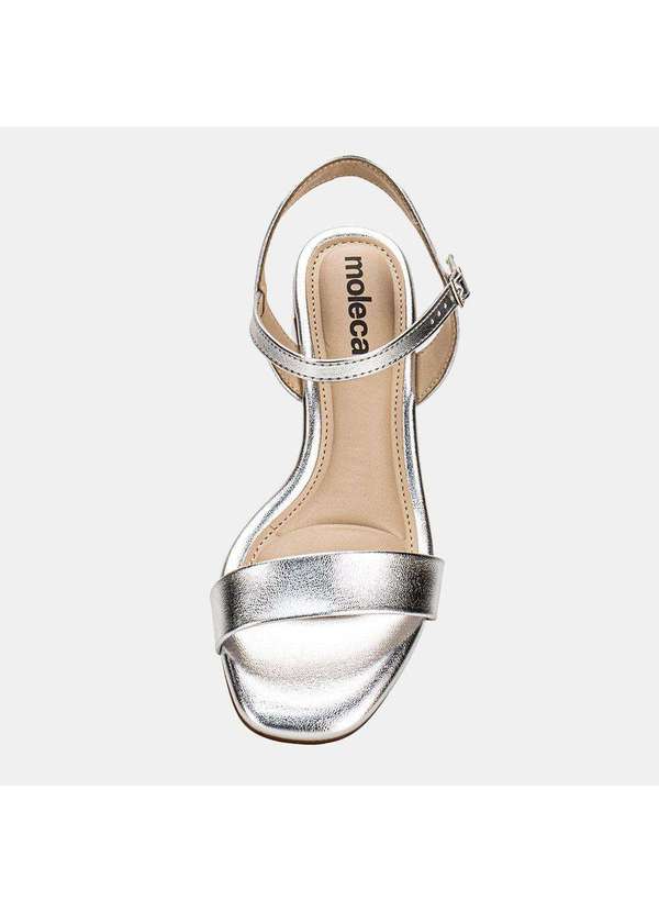 Moleca - Sandália Feminina Salto Grosso Moleca 5496101 - Prata 5