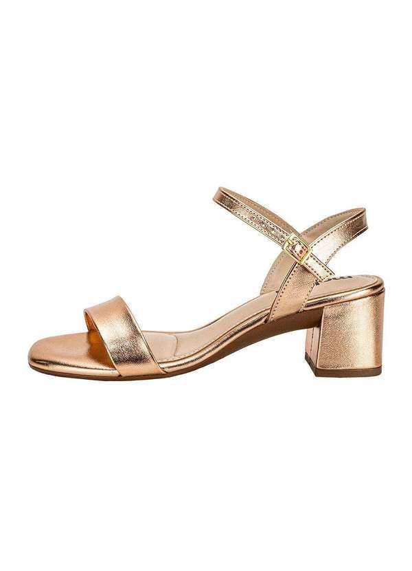 Moleca - Sandália Feminina Salto Grosso Moleca 5496101 - Ouro/Rosado 2