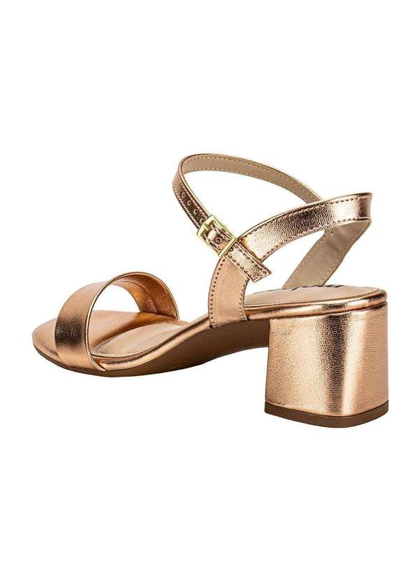 Moleca - Sandália Feminina Salto Grosso Moleca 5496101 - Ouro/Rosado 3