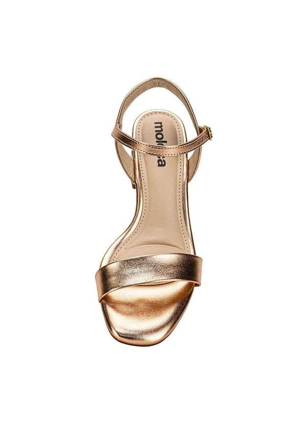 Moleca - Sandália Feminina Salto Grosso Moleca 5496101 - Ouro/Rosado 5