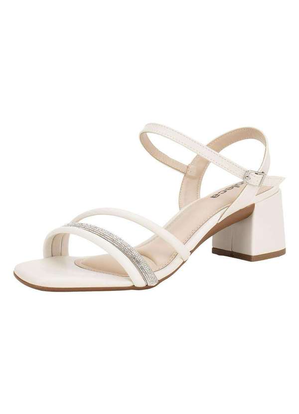 Moleca - Sandália Feminina Salto Grosso Moleca 5496113 - Branco/Off