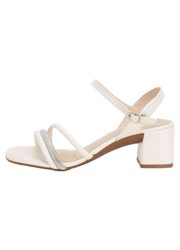 Moleca - Sandália Feminina Salto Grosso Moleca 5496113 - Branco/Off 2