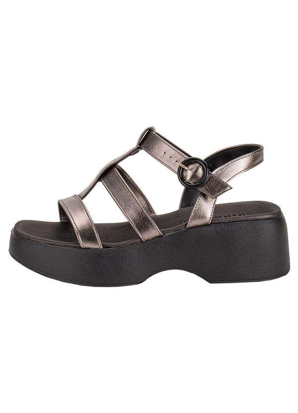 Moleca - Sandália Feminina Salto Grosso Moleca 5503101 - Preto/Grafite 2