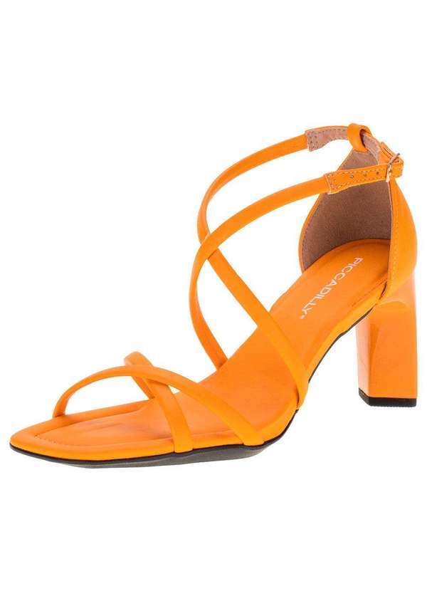 Piccadilly - Sandália Feminina Salto Grosso Piccadilly 655007 - Laranja