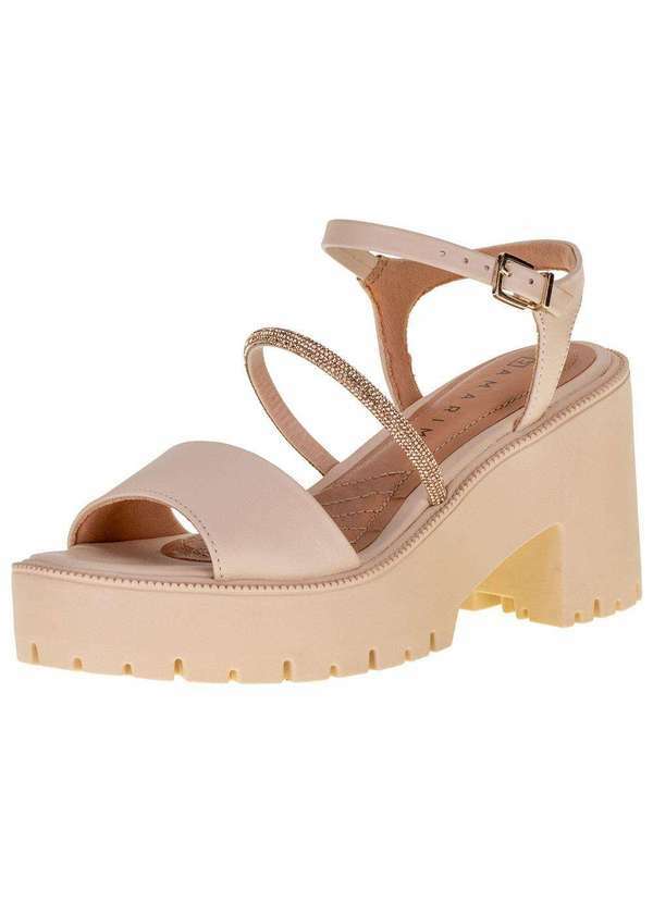 Ramarim - Sandália Feminina Salto Grosso Ramarim - 2354225 - Bege