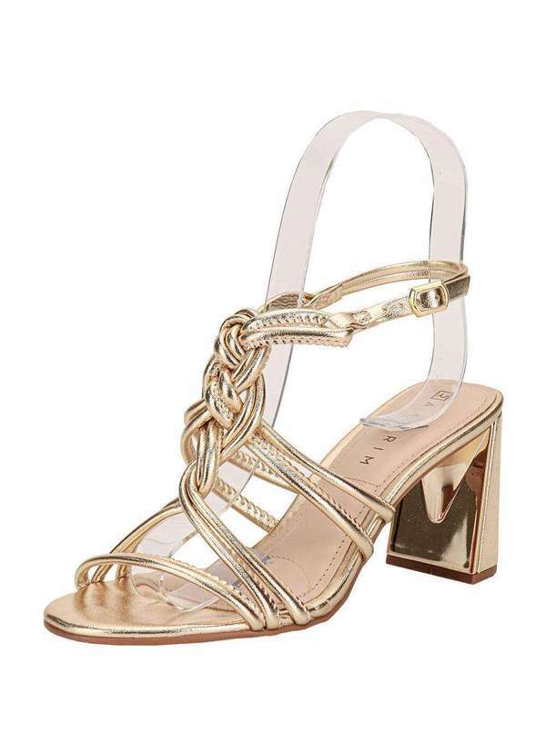 Ramarim - Sandália Feminina Salto Grosso Ramarim 2522204 - Ouro