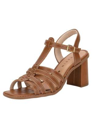 Ramarim Sandália Feminina Salto Grosso Ramarim 2550205 Caramelo