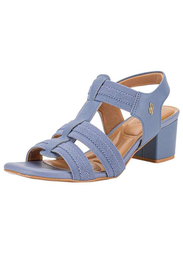 Sandália Feminina Salto Grosso Usaflex Ma0505 Azul Clovis Calcados