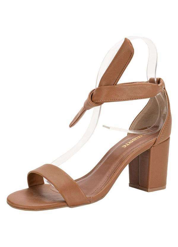 Via Marte - Sandália Feminina Salto Grosso Via Marte 115007 Caramelo