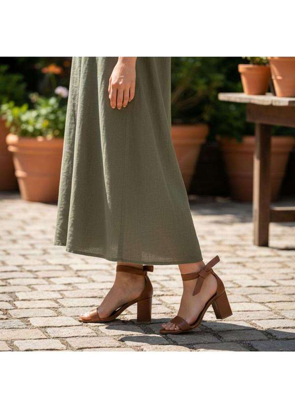 Via Marte - Sandália Feminina Salto Grosso Via Marte 115007 Caramelo 2