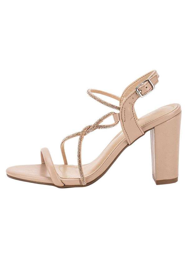 Via Marte - Sandália Feminina Salto Grosso Via Marte 142001 - Bege 2