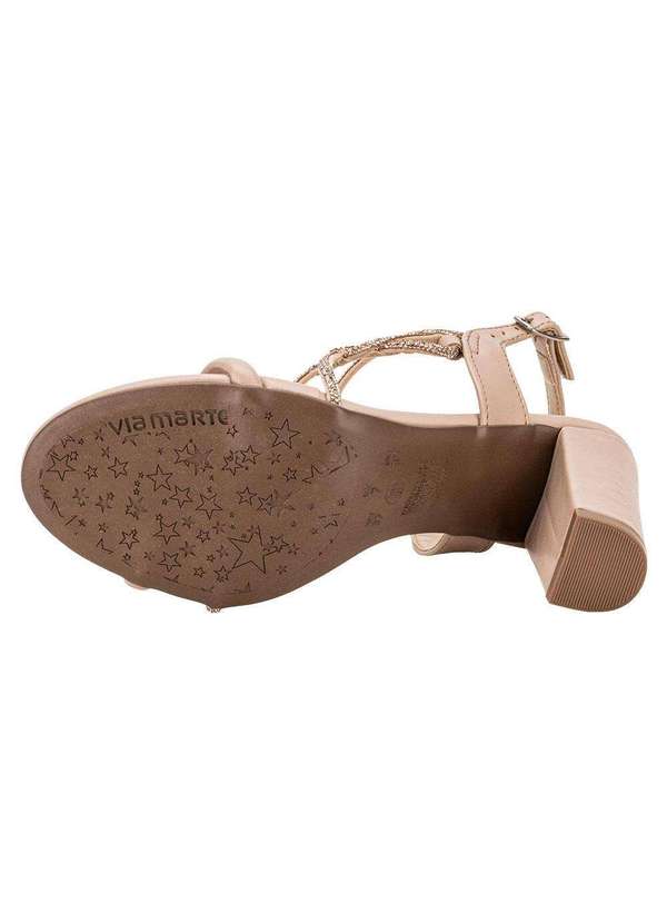 Via Marte - Sandália Feminina Salto Grosso Via Marte 142001 - Bege 4