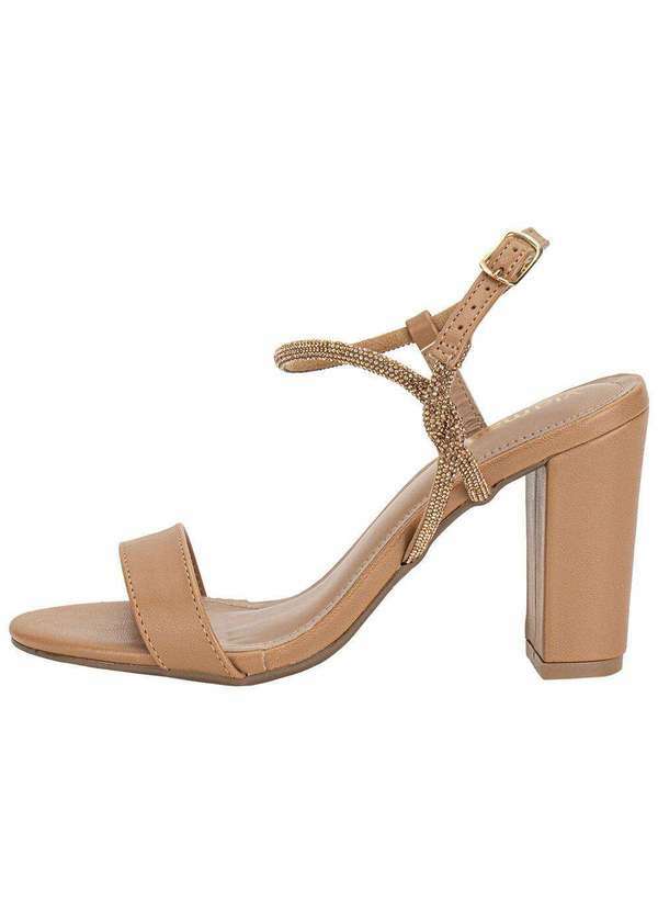 Via Marte - Sandália Feminina Salto Grosso Via Marte 142034 Bege 2
