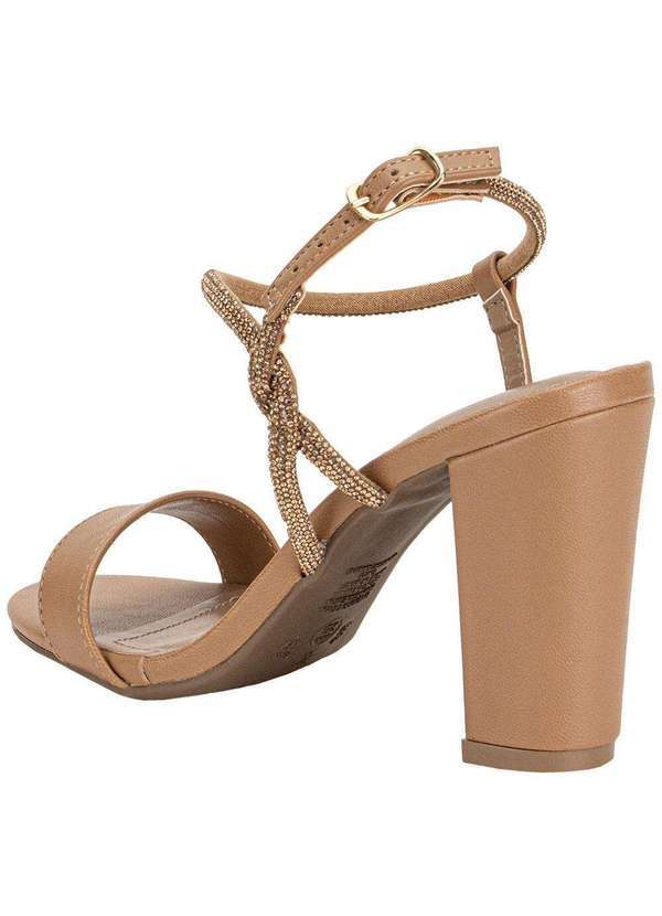 Via Marte - Sandália Feminina Salto Grosso Via Marte 142034 Bege 3