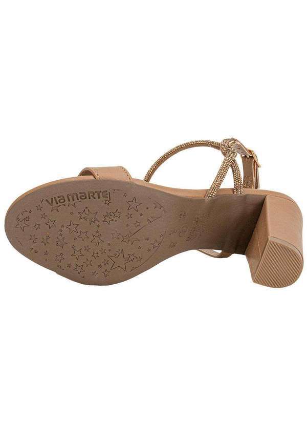 Via Marte - Sandália Feminina Salto Grosso Via Marte 142034 Bege 4