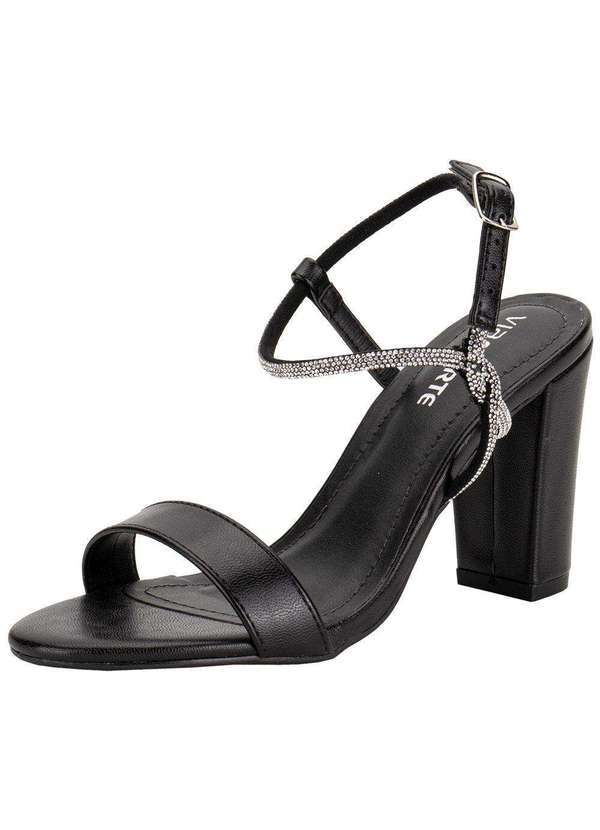 Via Marte - Sandália Feminina Salto Grosso Via Marte 142034 Preto