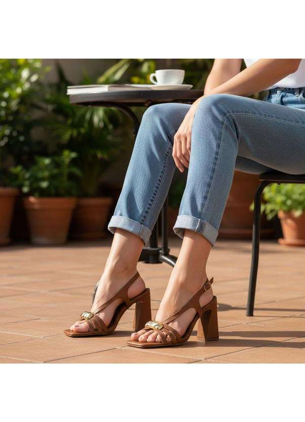 Via Marte - Sandália Feminina Salto Grosso Via Marte 150017 Chocolate 2