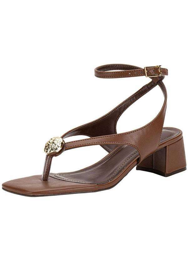 Via Marte - Sandália Feminina Salto Grosso Via Marte 199025 Chocolate