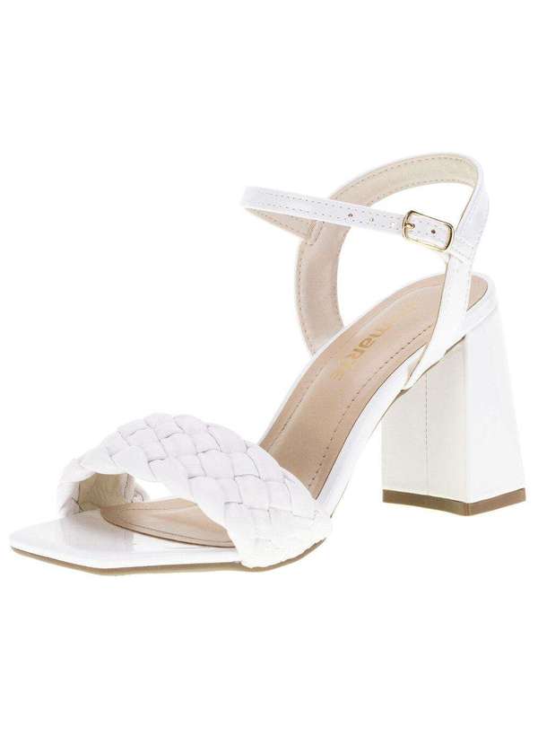 Via Marte Sandália Feminina Salto Grosso Via Marte 2212901 Branco
