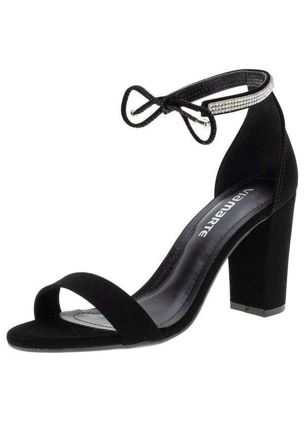 Via Marte - Sandália Feminina Salto Grosso Via Marte - 2213907 - Preto/Nobuck