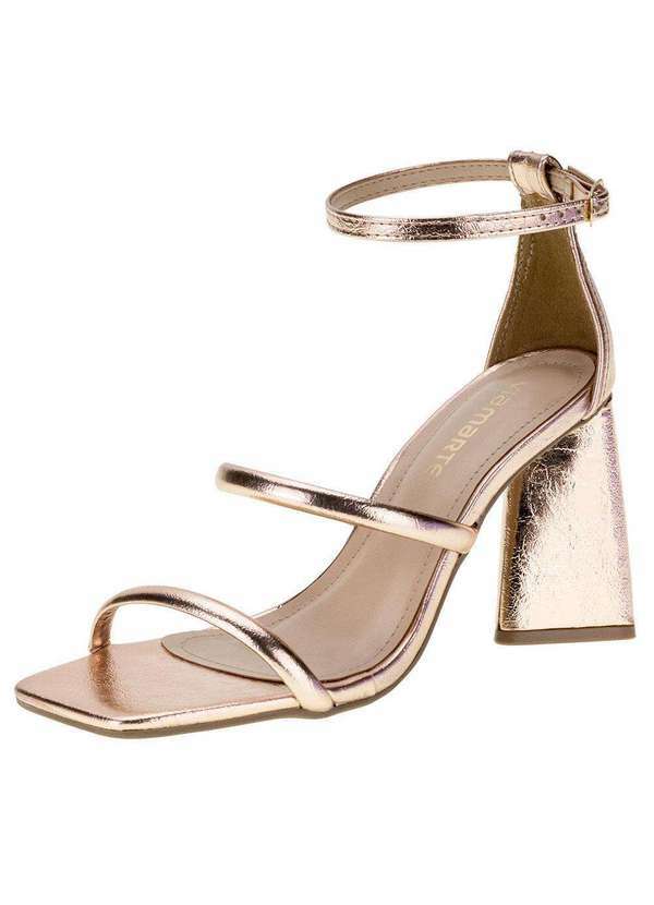 Via Marte - Sandália Feminina Salto Grosso Via Marte - 2217102 - Bronze