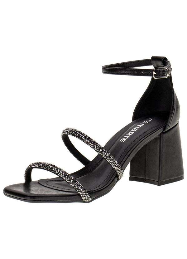 Via Marte - Sandália Feminina Salto Grosso Via Marte - 2310113 - Preto