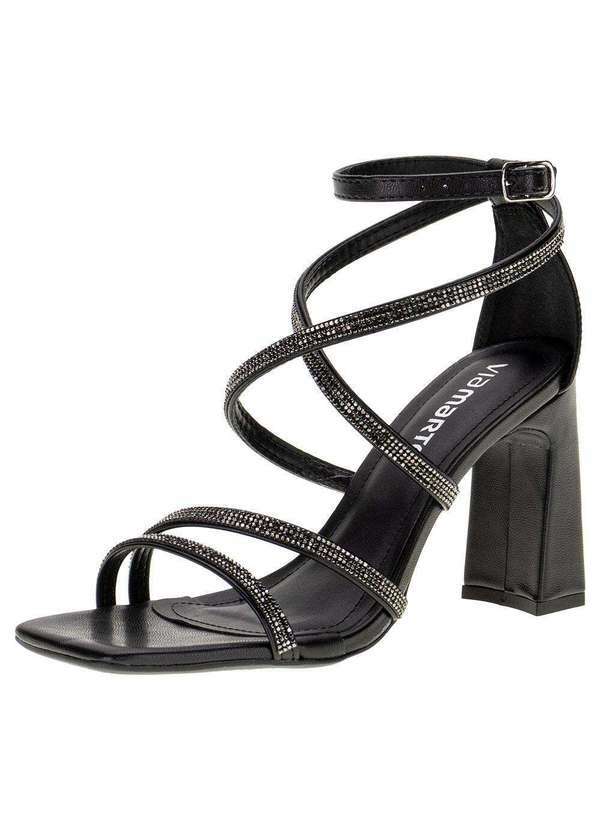Via Marte - Sandália Feminina Salto Grosso Via Marte - 2318307 - Preto
