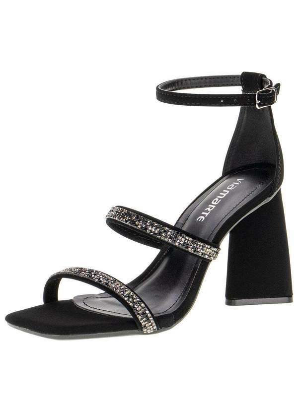 Via Marte - Sandália Feminina Salto Grosso Via Marte - 239203 - Preto/Nobuck