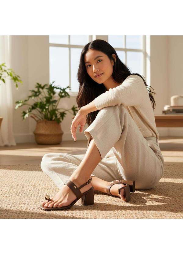 Via Marte - Sandália Feminina Salto Grosso Via Marte 264007 Chocolate 2