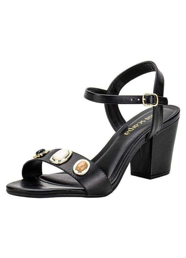 Via Scarpa - Sandália Feminina Salto Grosso Via Scarpa 100118633 - Preto