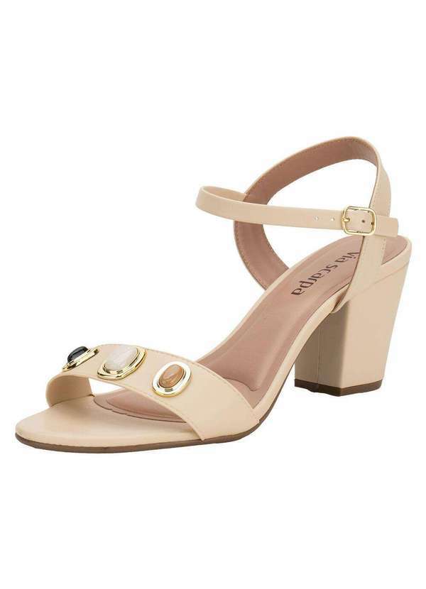 Via Scarpa - Sandália Feminina Salto Grosso Via Scarpa 100118633 - Bege 1
