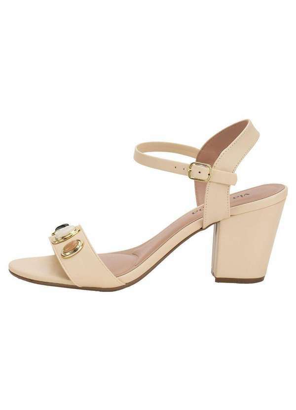 Via Scarpa - Sandália Feminina Salto Grosso Via Scarpa 100118633 - Bege 2