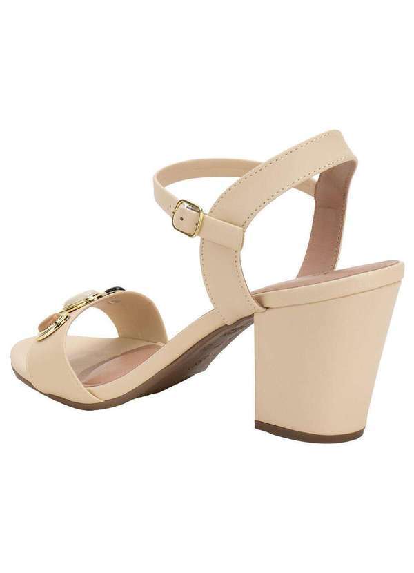 Via Scarpa - Sandália Feminina Salto Grosso Via Scarpa 100118633 - Bege 3