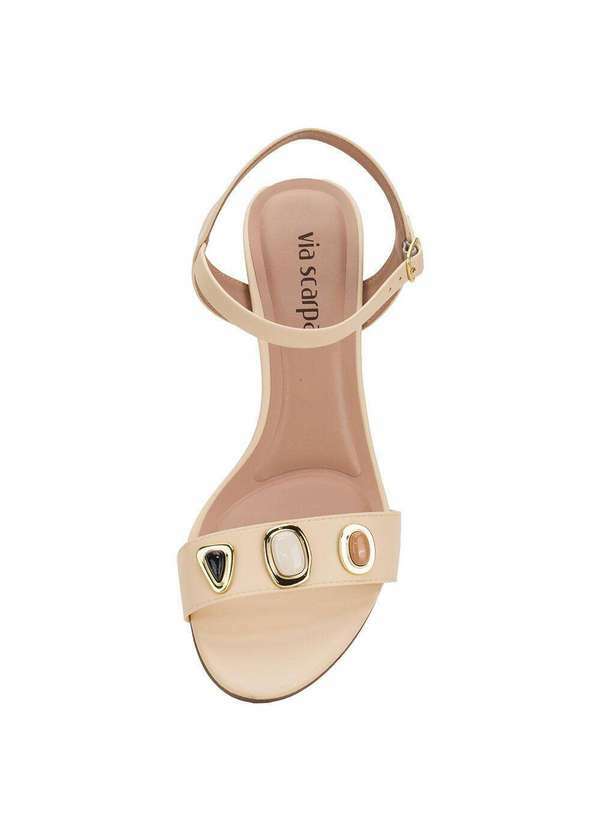 Via Scarpa - Sandália Feminina Salto Grosso Via Scarpa 100118633 - Bege 5